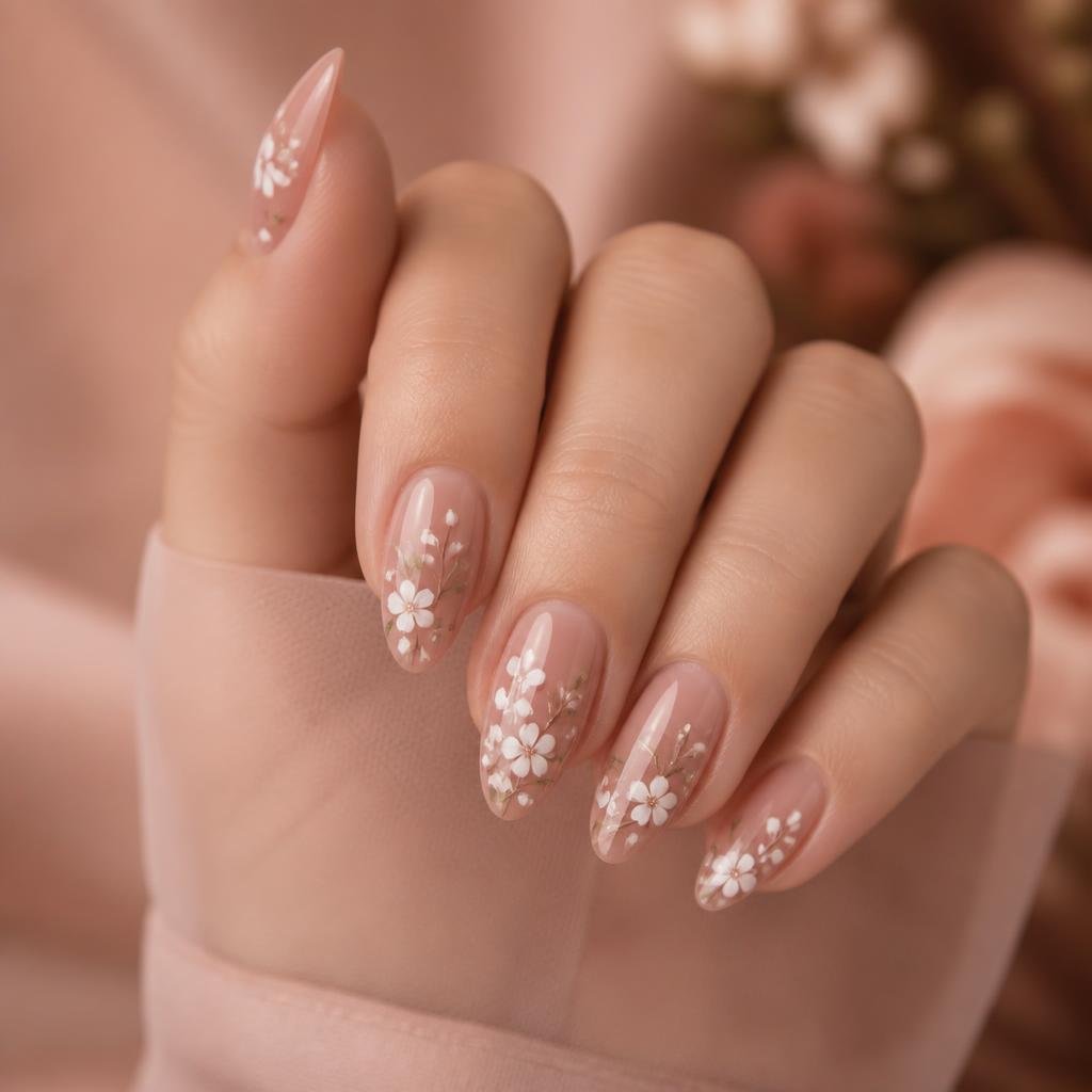 Soft floral nail art