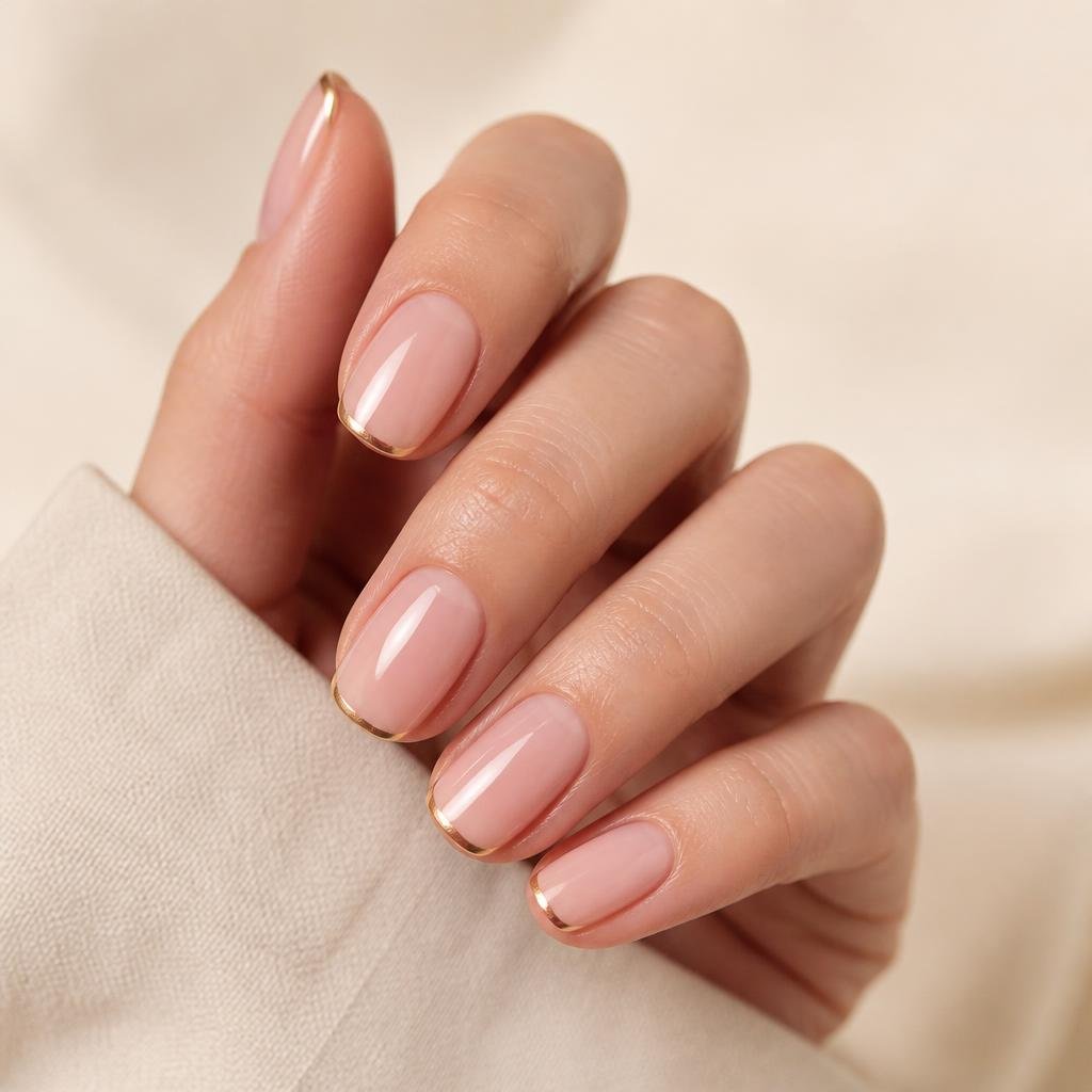 Gold detail manicure